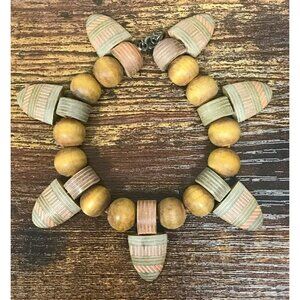VTG Estate Artisan Carved Wood 7 ½" Bracelet! Unique! 183